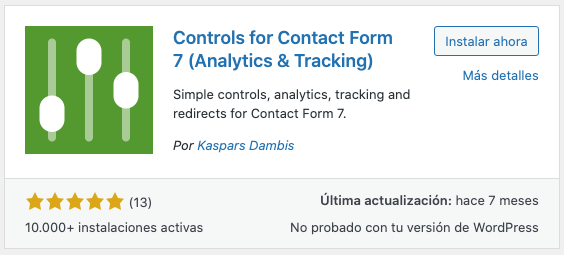 Controles Analítica - Contact Form 7