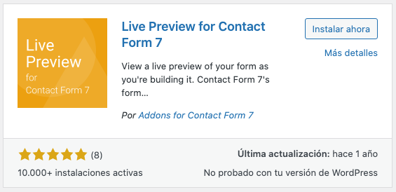 Visualización Previa - Contact Form 7